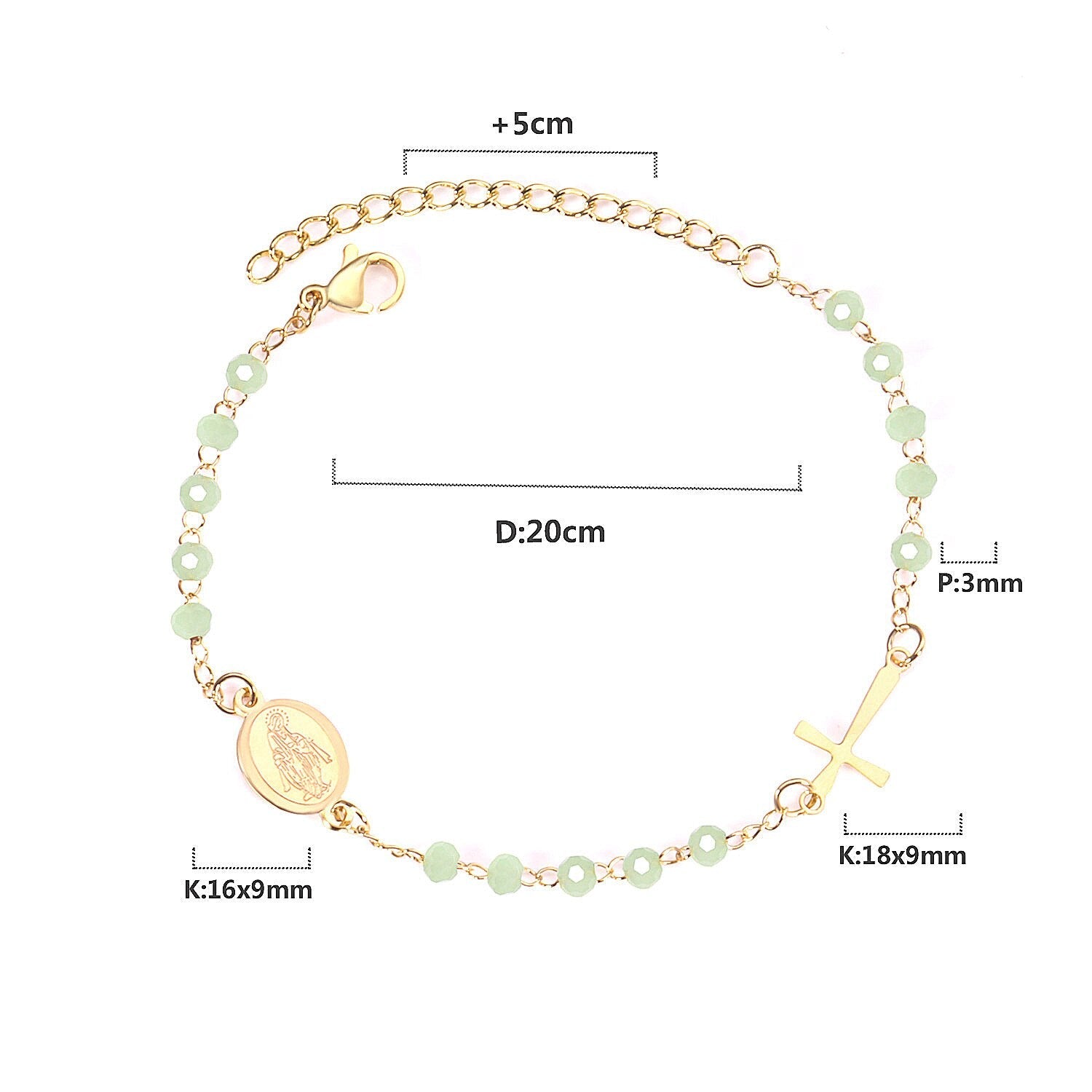 Verstelbare armband met kristallen kralen 