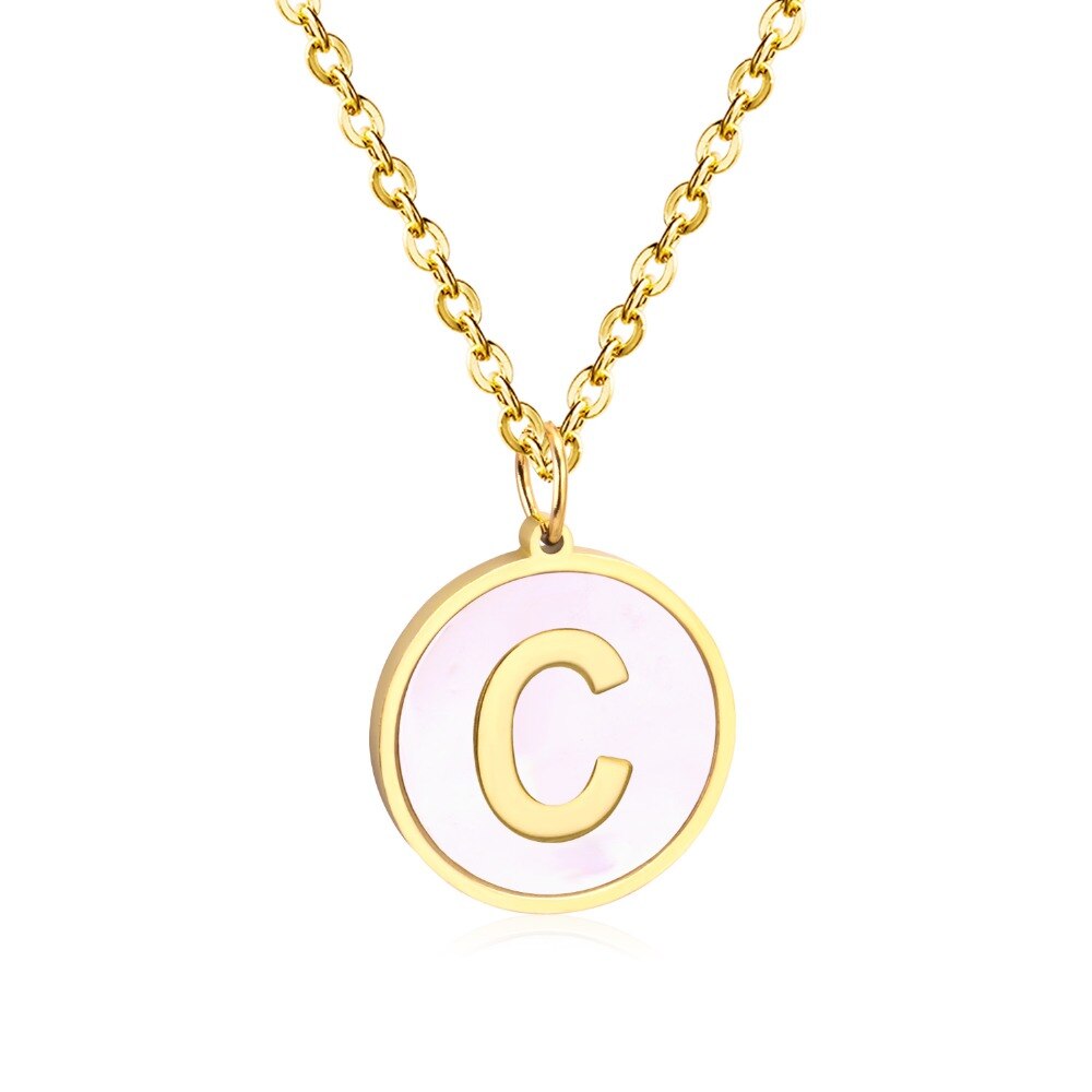 Rounded Pendant Necklace A–Z Letters
