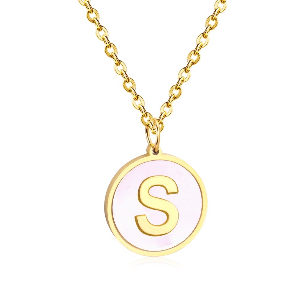 Rounded Pendant Necklace A–Z Letters