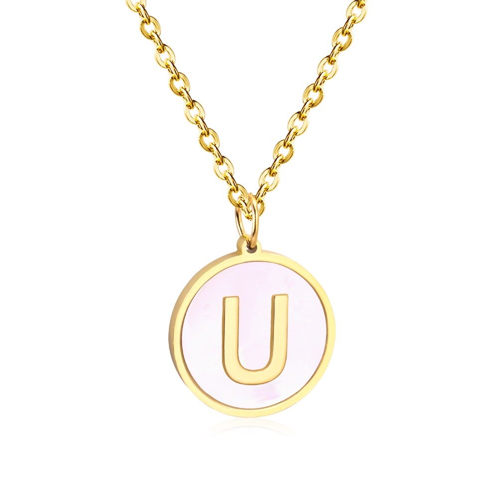 Rounded Pendant Necklace A–Z Letters