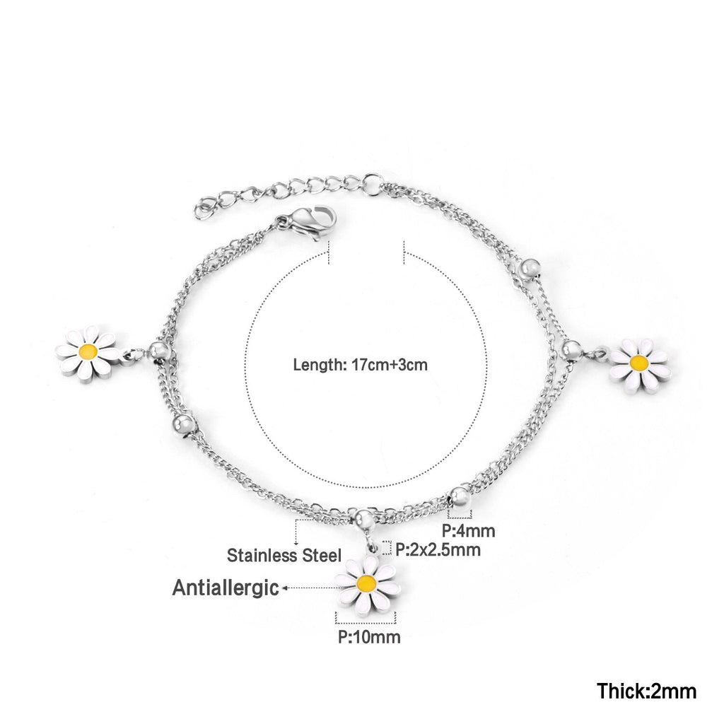 Kleine bloem dubbele ketting armband 