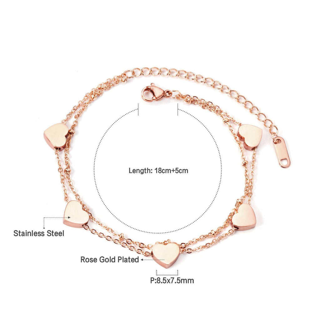 Multi-layer Heart Charm Bracelet