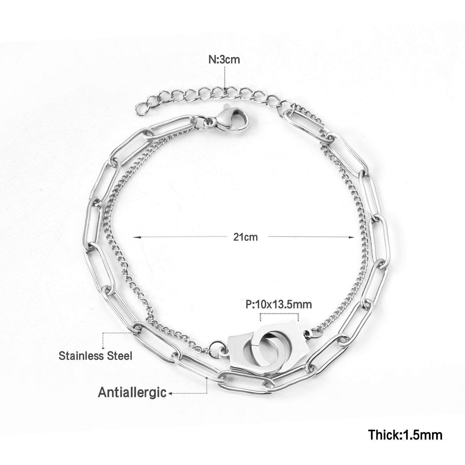Vintage meerlaagse roestvrijstalen armband 
