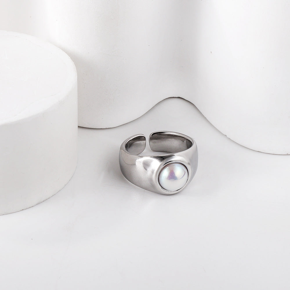 Brede parel Franse mode ring