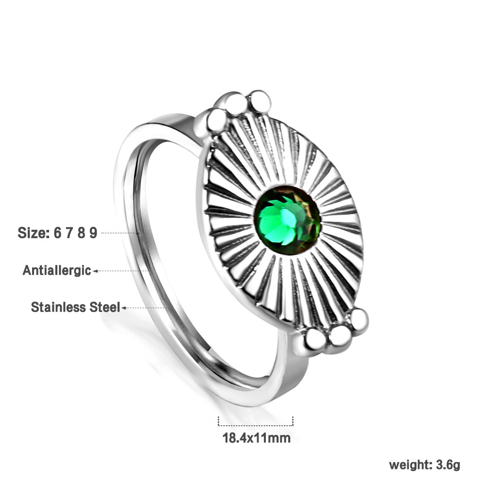 Zonvormige groene stenen ring