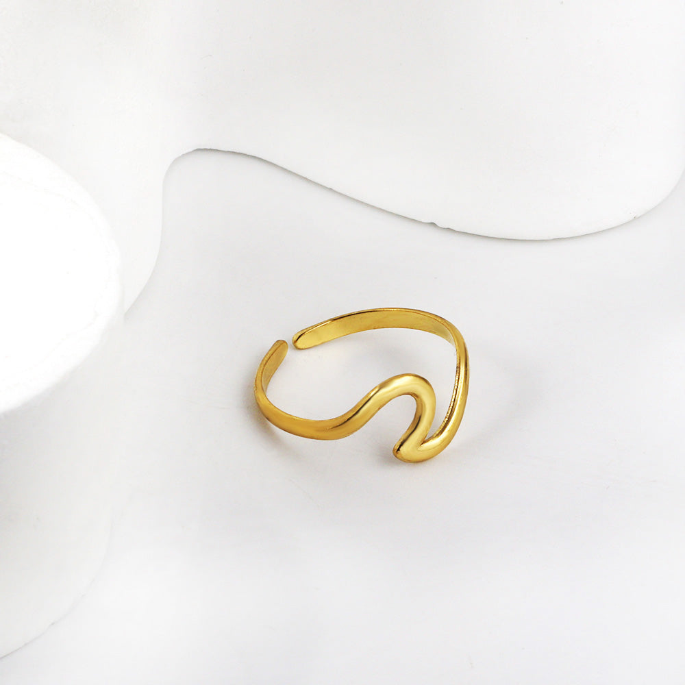 Gouden hart geometrische diamanten ring