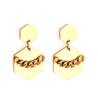 Boucles d'oreilles à tige en chaîne hexagonale