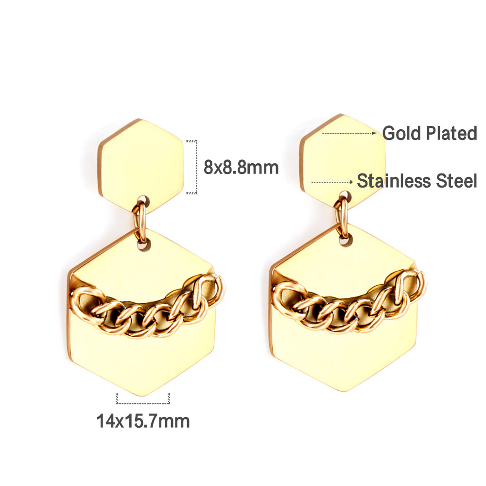 Hexagon ketting oorbellen