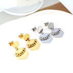 Boucles d'oreilles à tige en chaîne hexagonale