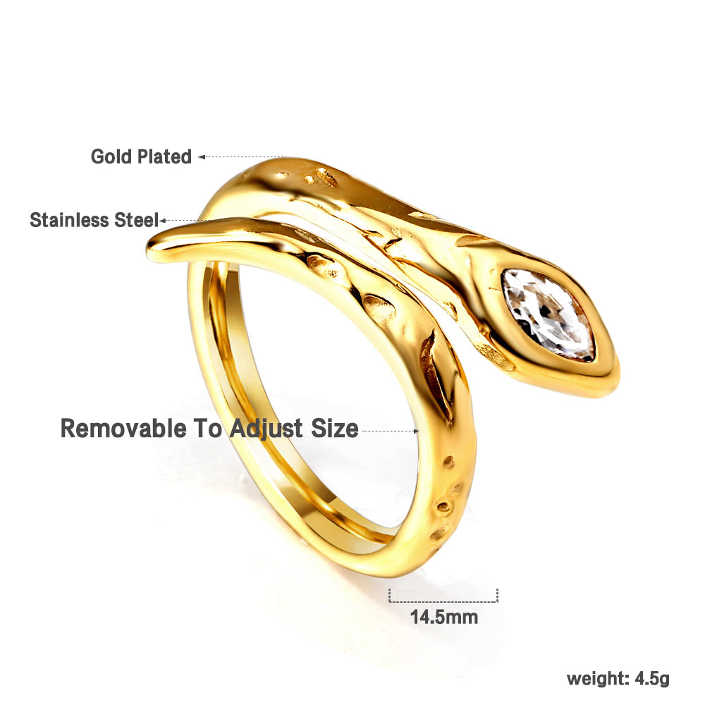 Cobrakop diamanten open ring