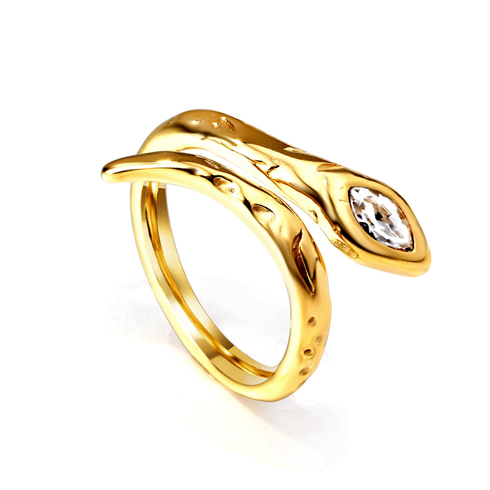 Cobrakop diamanten open ring