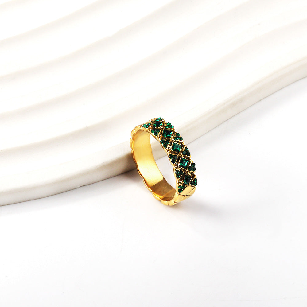 Geometrische ronde diamanten ring