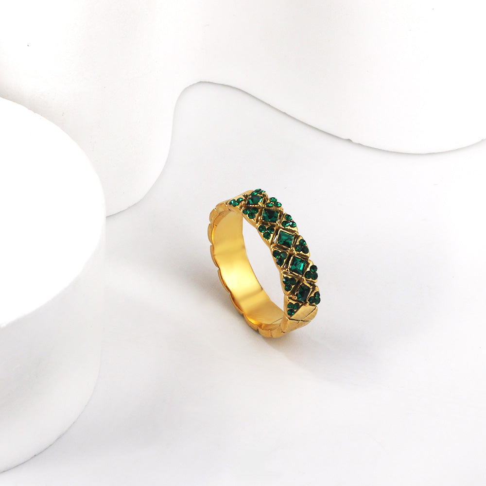 Geometrische ronde diamanten ring