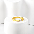 Ronde geometrische diamanten ring