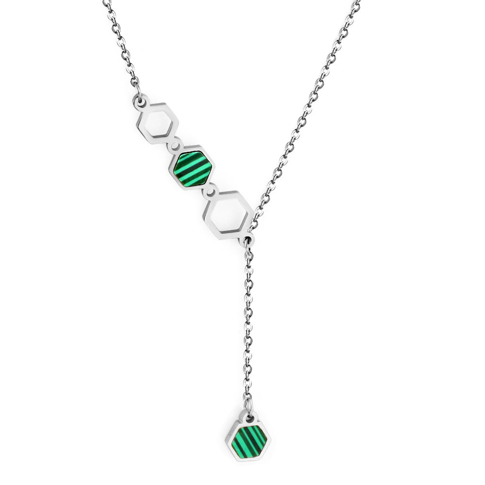 Hexagon hanger ketting met groene druppelolie
