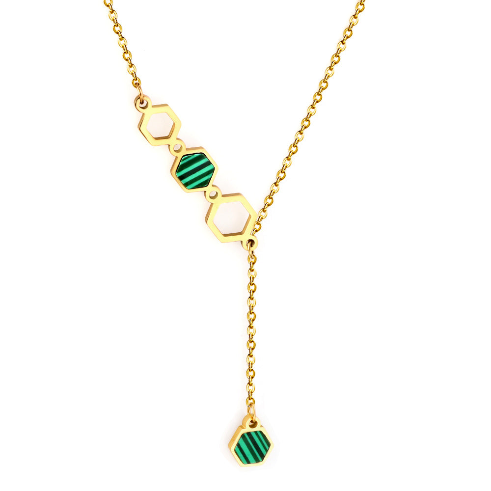 Hexagon hanger ketting met groene druppelolie