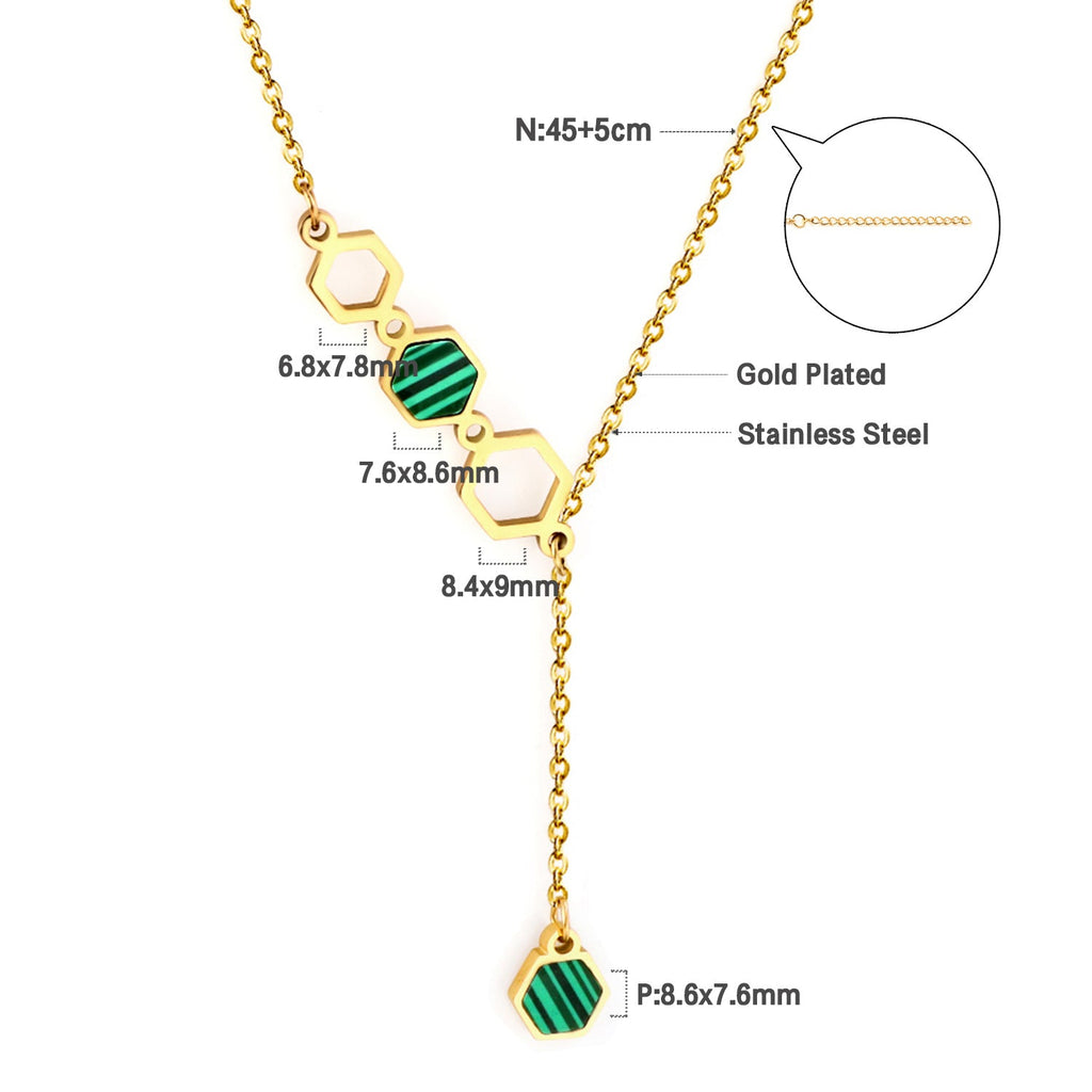 Hexagon hanger ketting met groene druppelolie