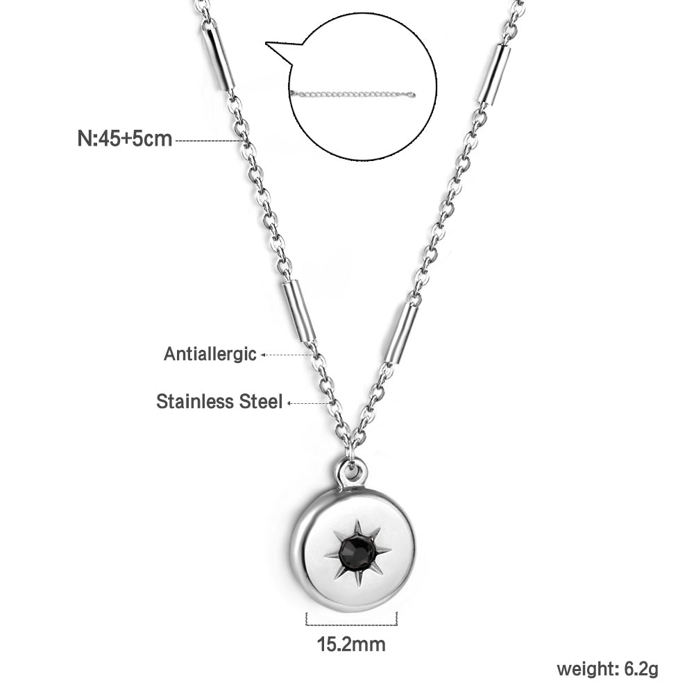 Ronde hanger met zwarte diamant ketting