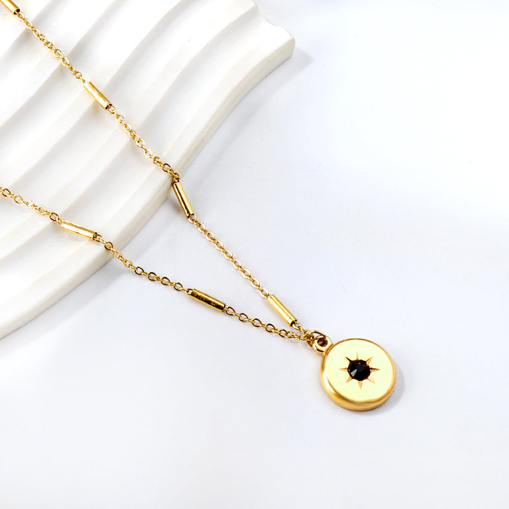 Ronde hanger met zwarte diamant ketting