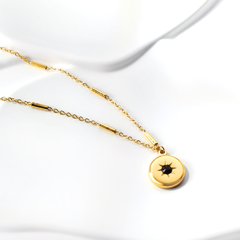 Ronde hanger met zwarte diamant ketting