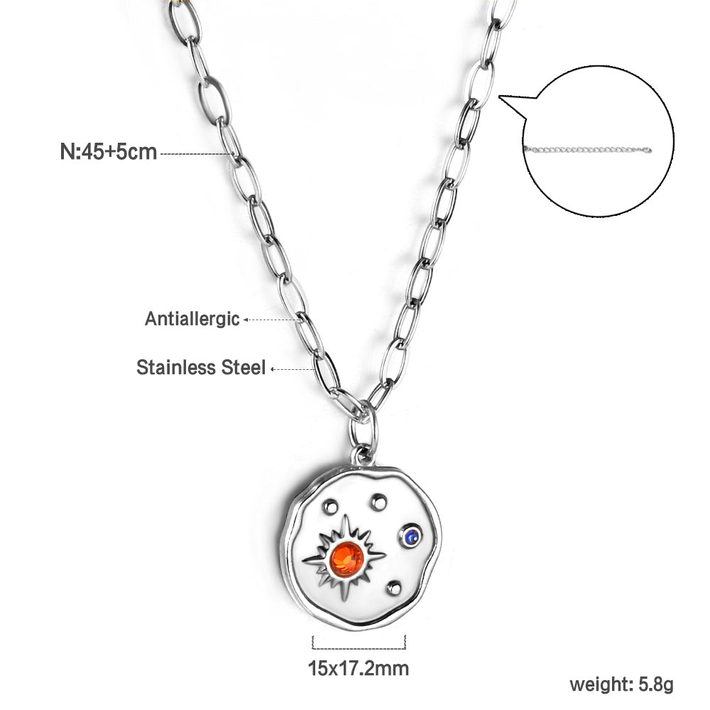 Ketting met onregelmatige ronde gemengde diamanten hanger