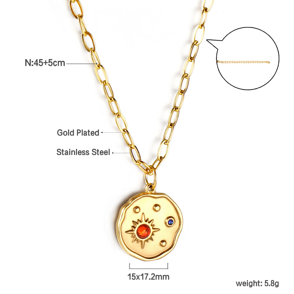 Ketting met onregelmatige ronde gemengde diamanten hanger