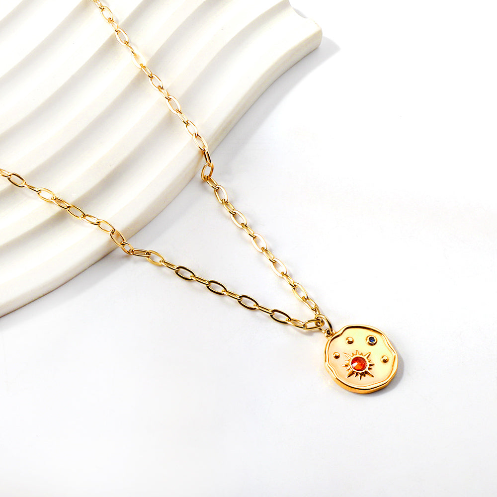 Ketting met onregelmatige ronde gemengde diamanten hanger