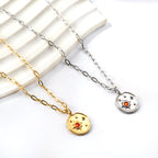 Ketting met onregelmatige ronde gemengde diamanten hanger