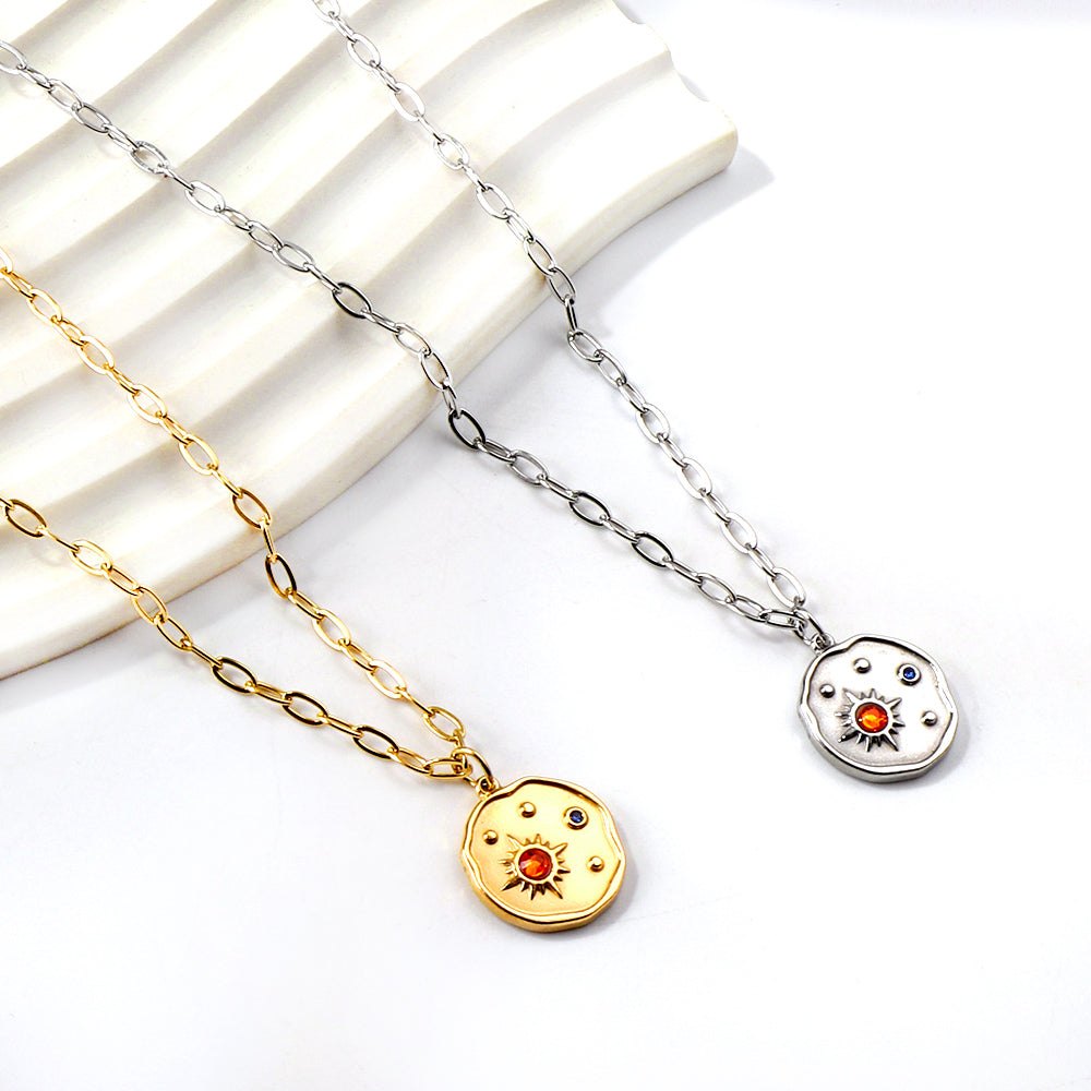 Ketting met onregelmatige ronde gemengde diamanten hanger