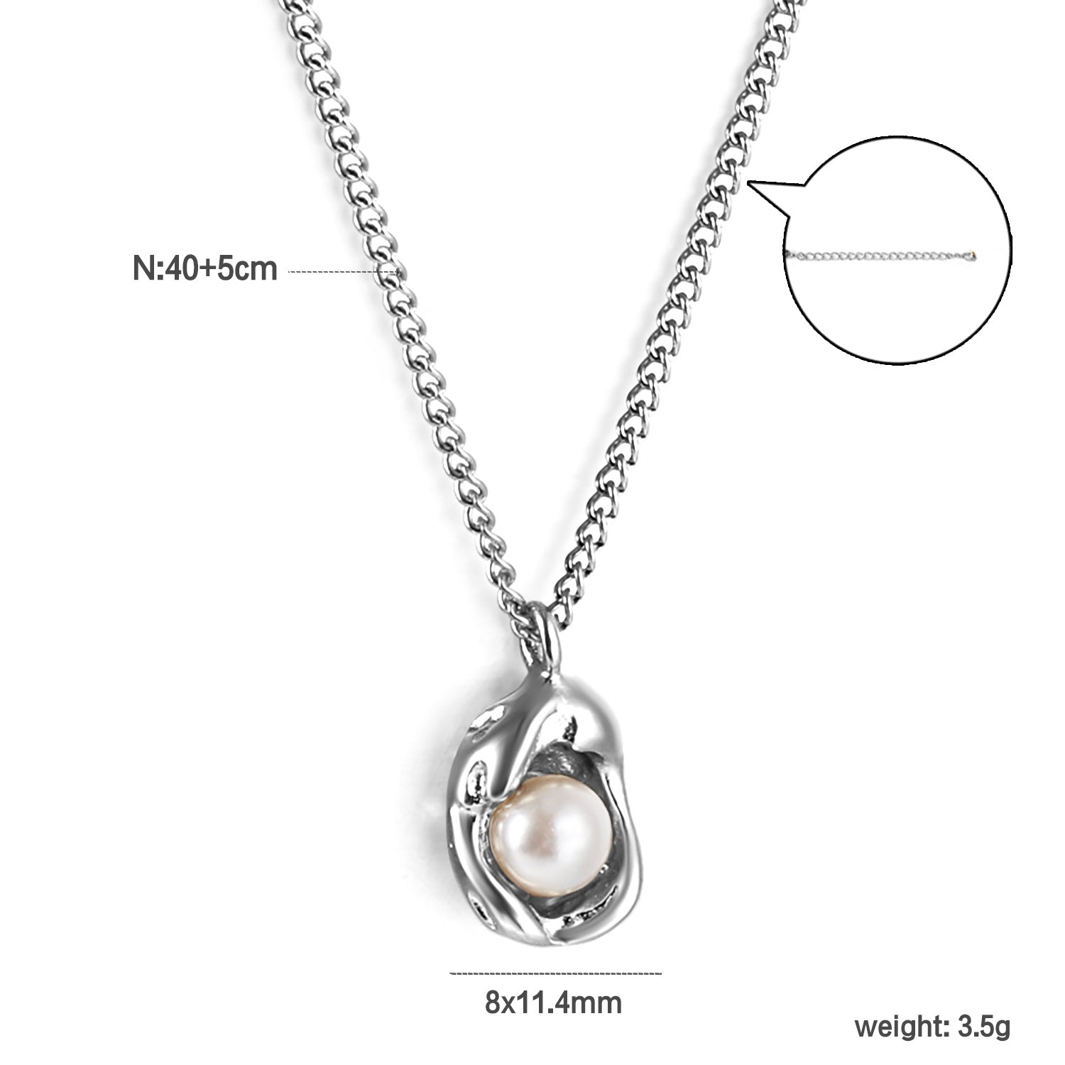 Ketting met parelhanger van roestvrij staal