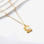 Rechthoekige parelhanger ketting