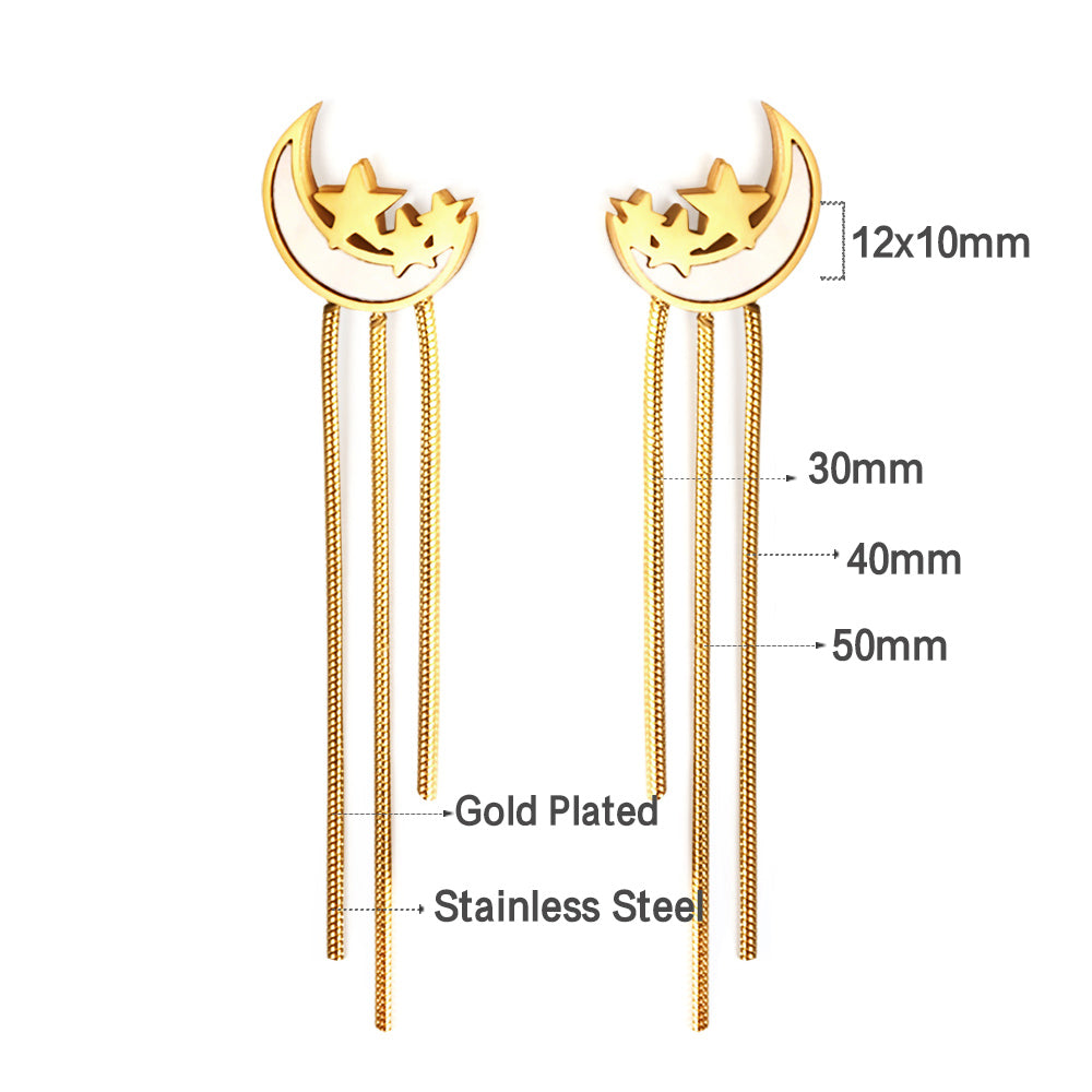 Witte schelp maan &amp; ster ketting oorbellen