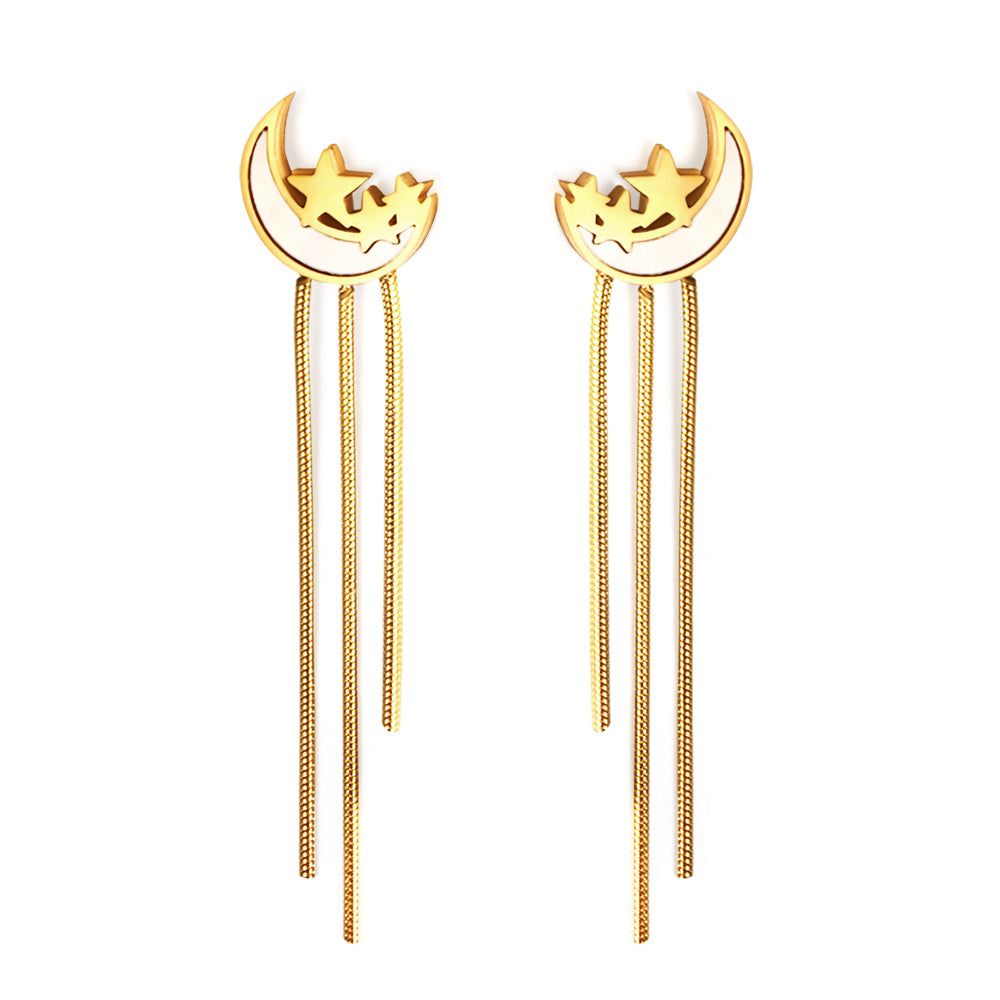 Witte schelp maan &amp; ster ketting oorbellen