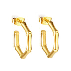 Boucles d'oreilles créoles hexagonales en bambou C