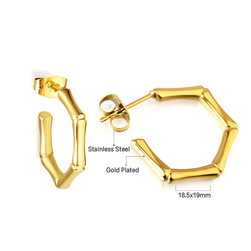 Boucles d'oreilles créoles hexagonales en bambou C