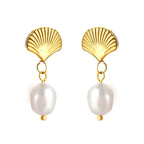 Waaier + Witte Parel Oorbellen