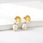 Waaier + Witte Parel Oorbellen