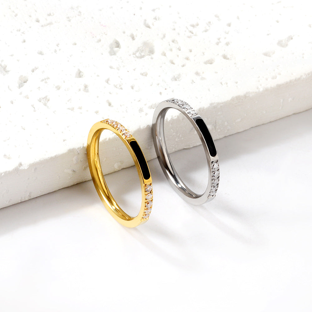 Lichte luxe diamanten ring van roestvrij staal