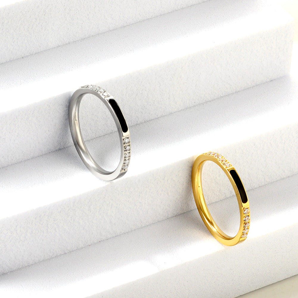 Lichte luxe diamanten ring van roestvrij staal