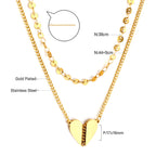 Double Chain Heart Pendant Necklace