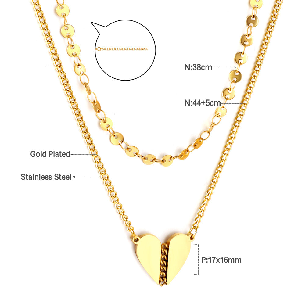 Dubbele ketting met hartvormige hanger