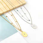 Oval Hands Double Chain Necklace with Blue & Mixed Color Diamonds