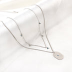 Oval Hands Double Chain Necklace with Blue & Mixed Color Diamonds