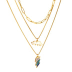 Drievoudige ketting met bliksem- en wolkenhanger