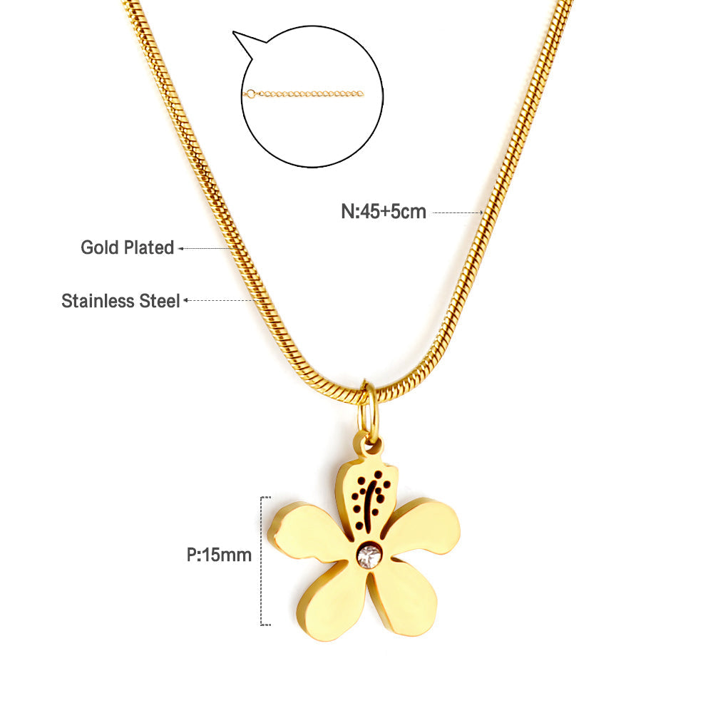 Perzikbloesem hanger ketting met diamant