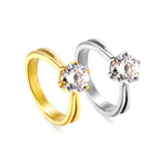 Gold-tone four-claw white diamond ring by JSC Jewelry