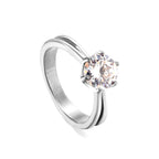 Vierklauw witte diamant glanzende ring