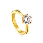 Vierklauw witte diamant glanzende ring