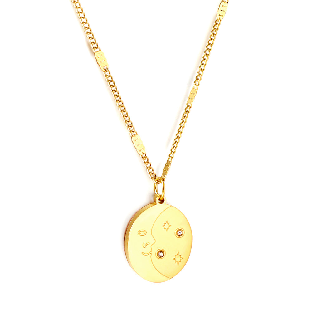 Ovale maan- en sterhangerketting met diamantaccent