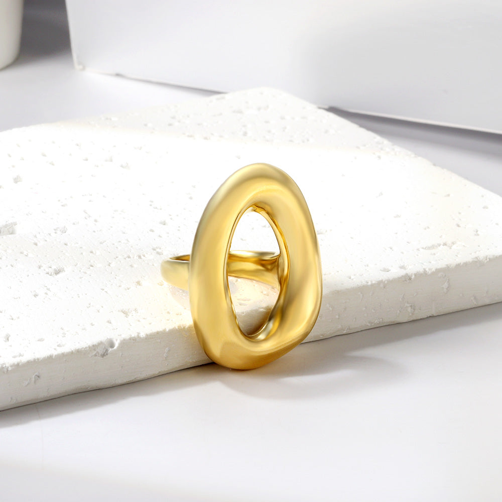 Ronde holle gouden roestvrijstalen ring